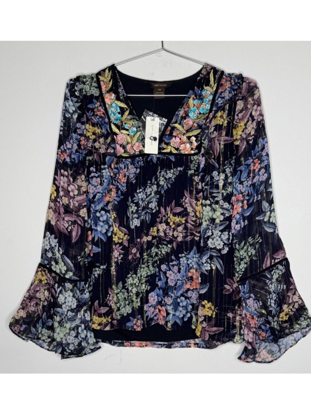 Vineet Bahl Anthropologie Size XS Embroidered Floral New NWT Blouse Top Office